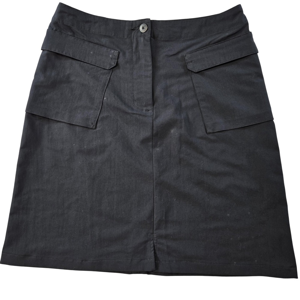 Patagonia Skirt Womens 8 Black‎ Straight Pencil Knee Length Pockets Button Twill